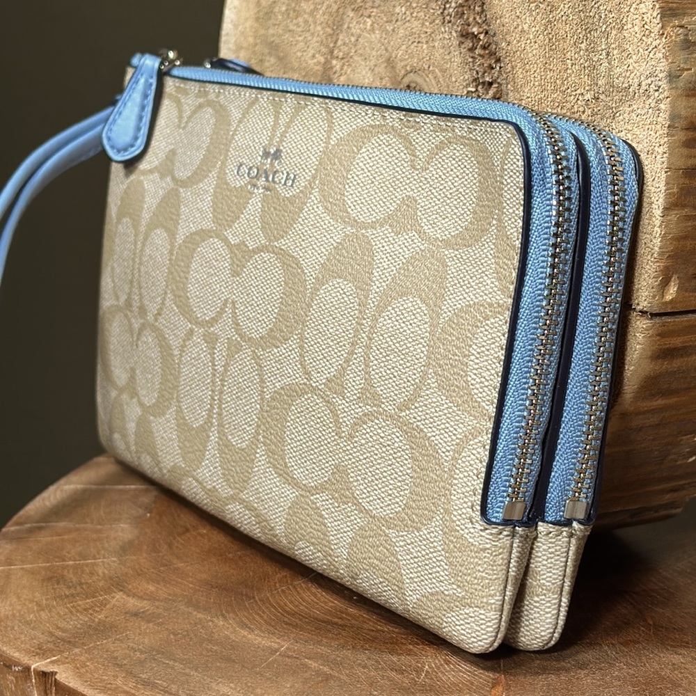 *HTF Color/Like-New* COACH Large Double Zip Wallet In Signature Canvas - Picture 4 of 14